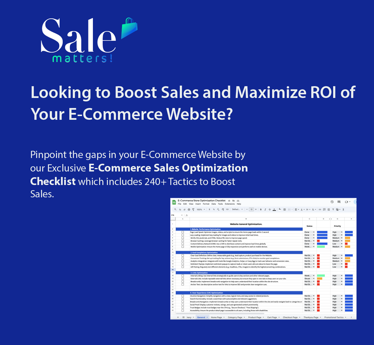 Ultimate E-Commerce Sales Optimization Checklist-Get 240+Tactics to Optimize Sale.